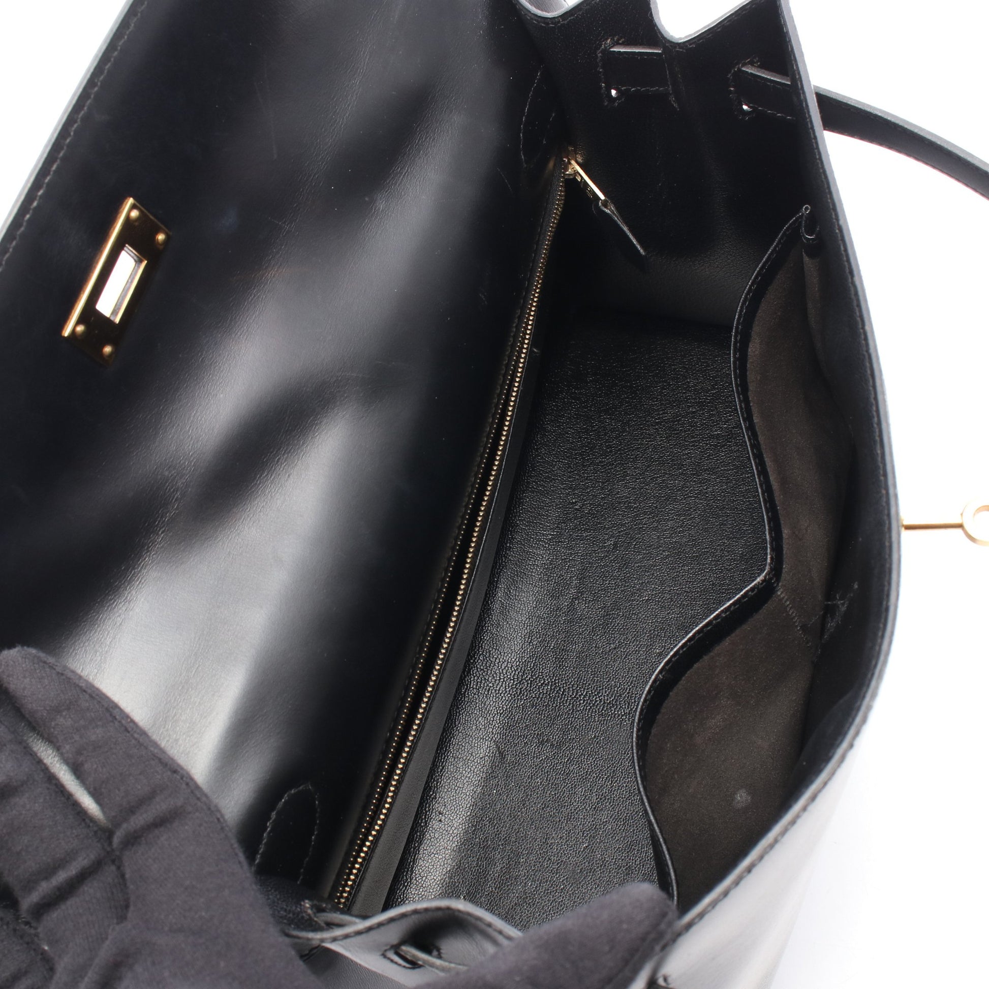 ケリー32 外縫い 2WAY ハンドバッグ ボックスカーフ ブラック ゴールド金具 ○Y刻印 エルメス バッグ HERMES