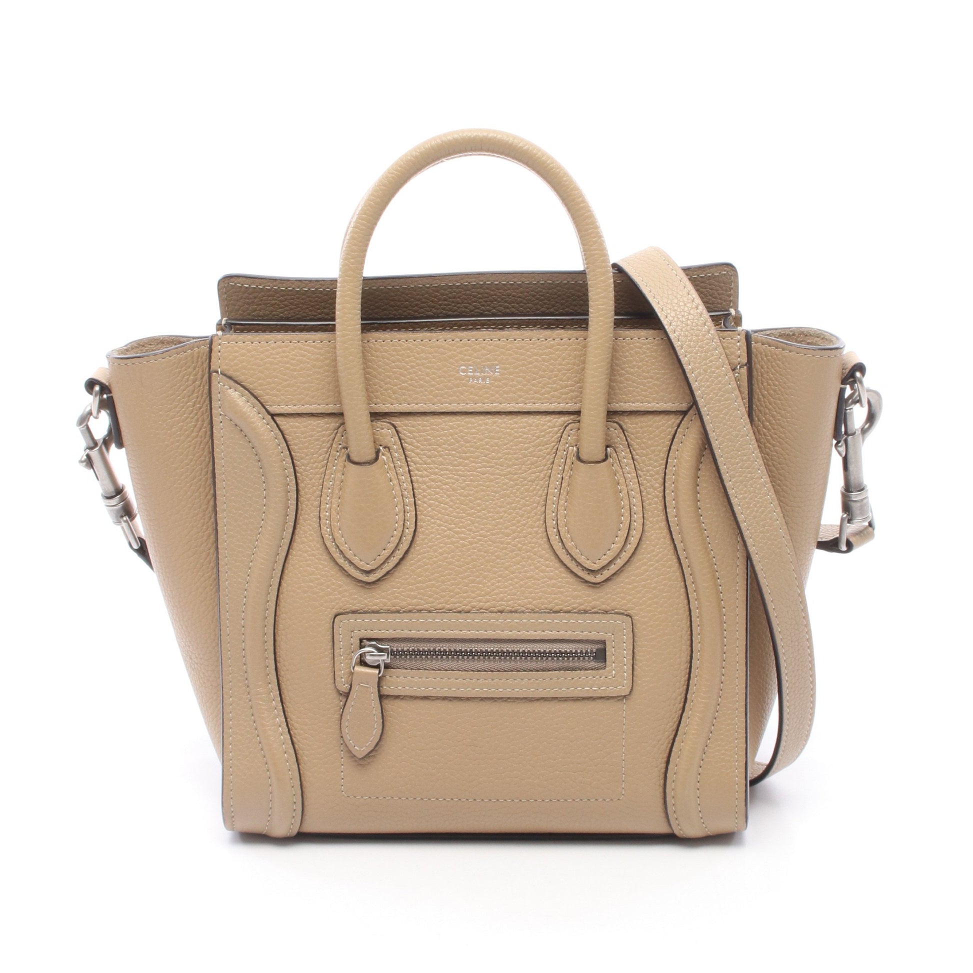 ラゲージ ナノショッパー 2WAY ハンドバッグ レザー ベージュ セリーヌ バッグ CELINE