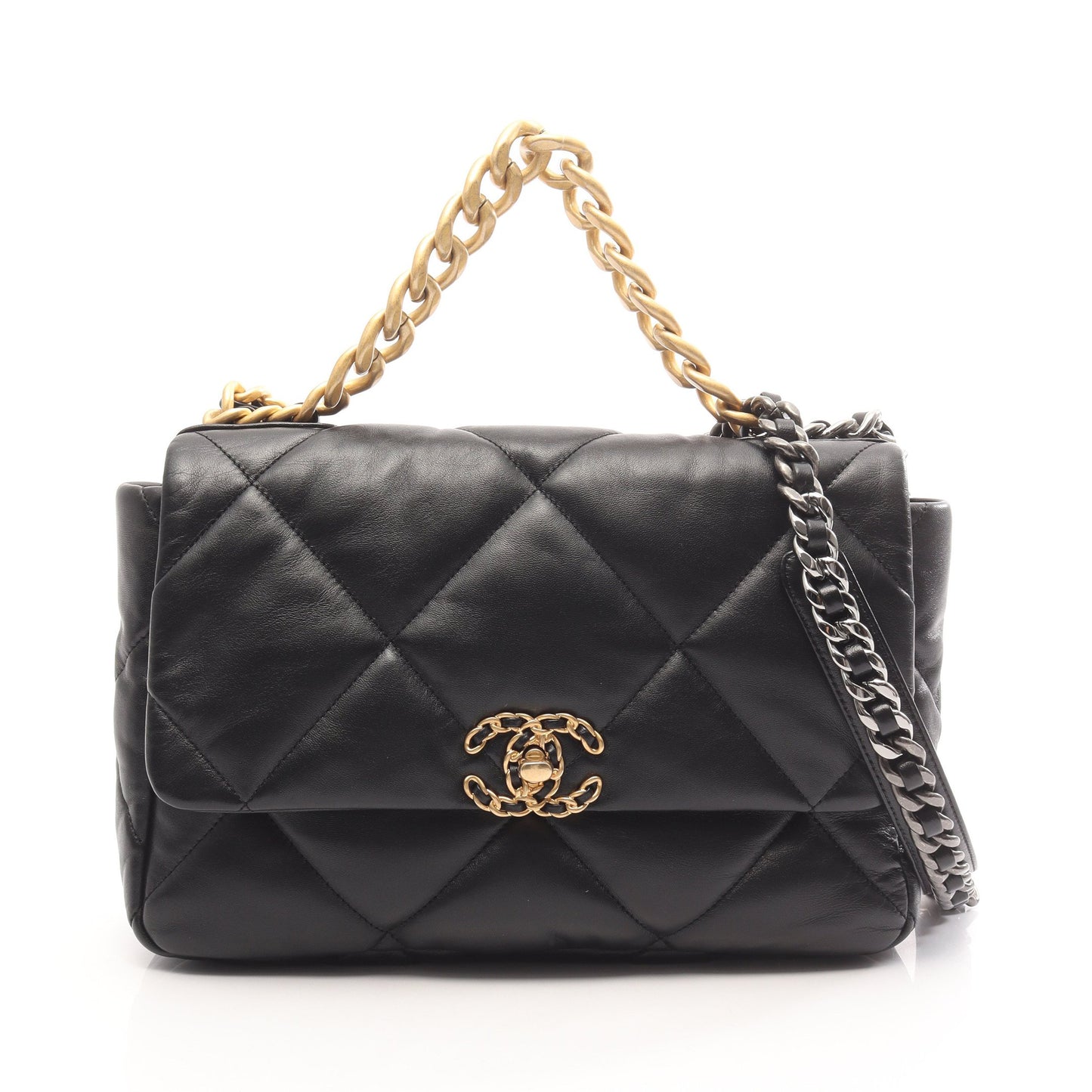 19 ディズヌフ マトラッセ コンビ金具 2WAY チェーンショルダーバッグ ラムスキン ブラック シャネル バッグ CHANEL