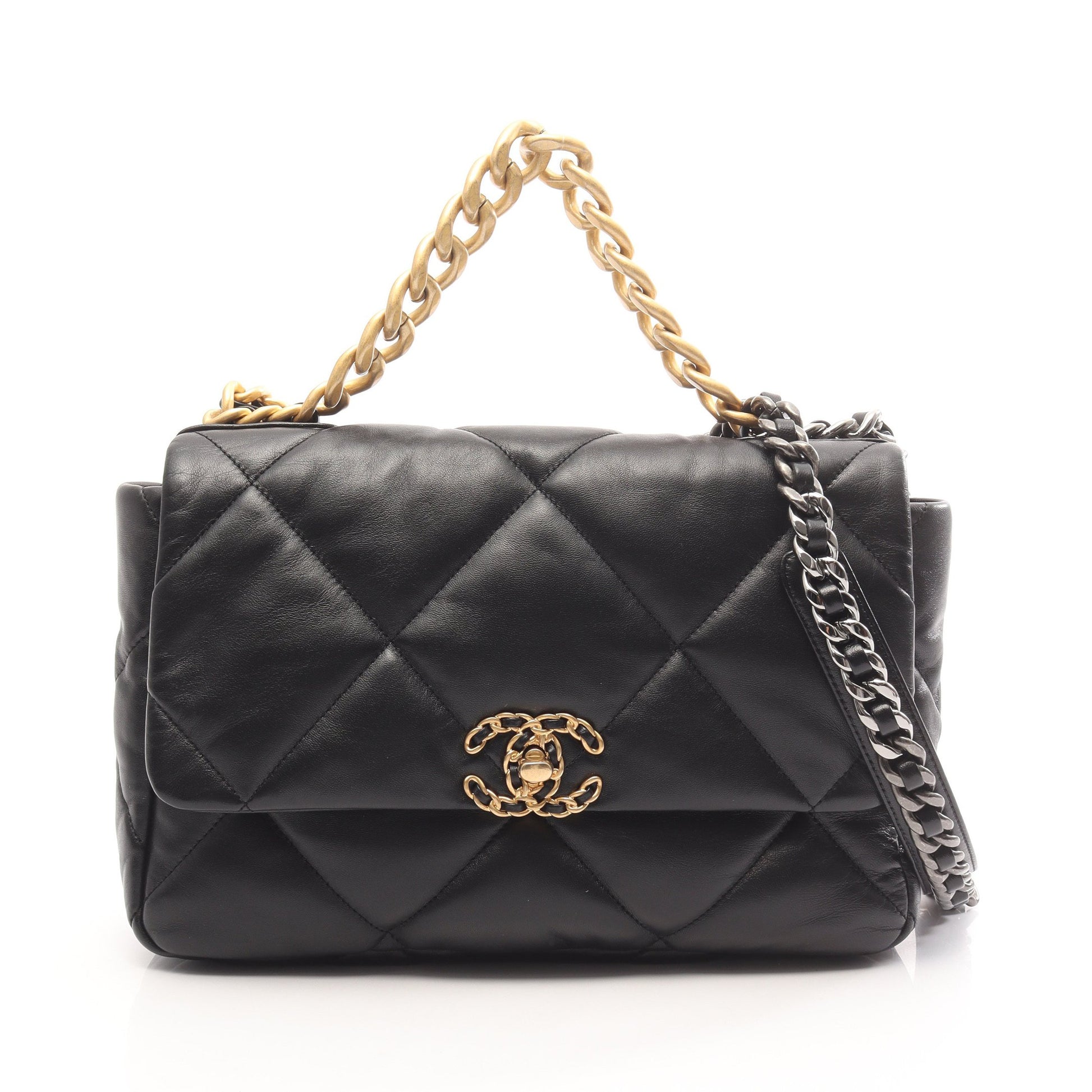 19 ディズヌフ マトラッセ コンビ金具 2WAY チェーンショルダーバッグ ラムスキン ブラック シャネル バッグ CHANEL