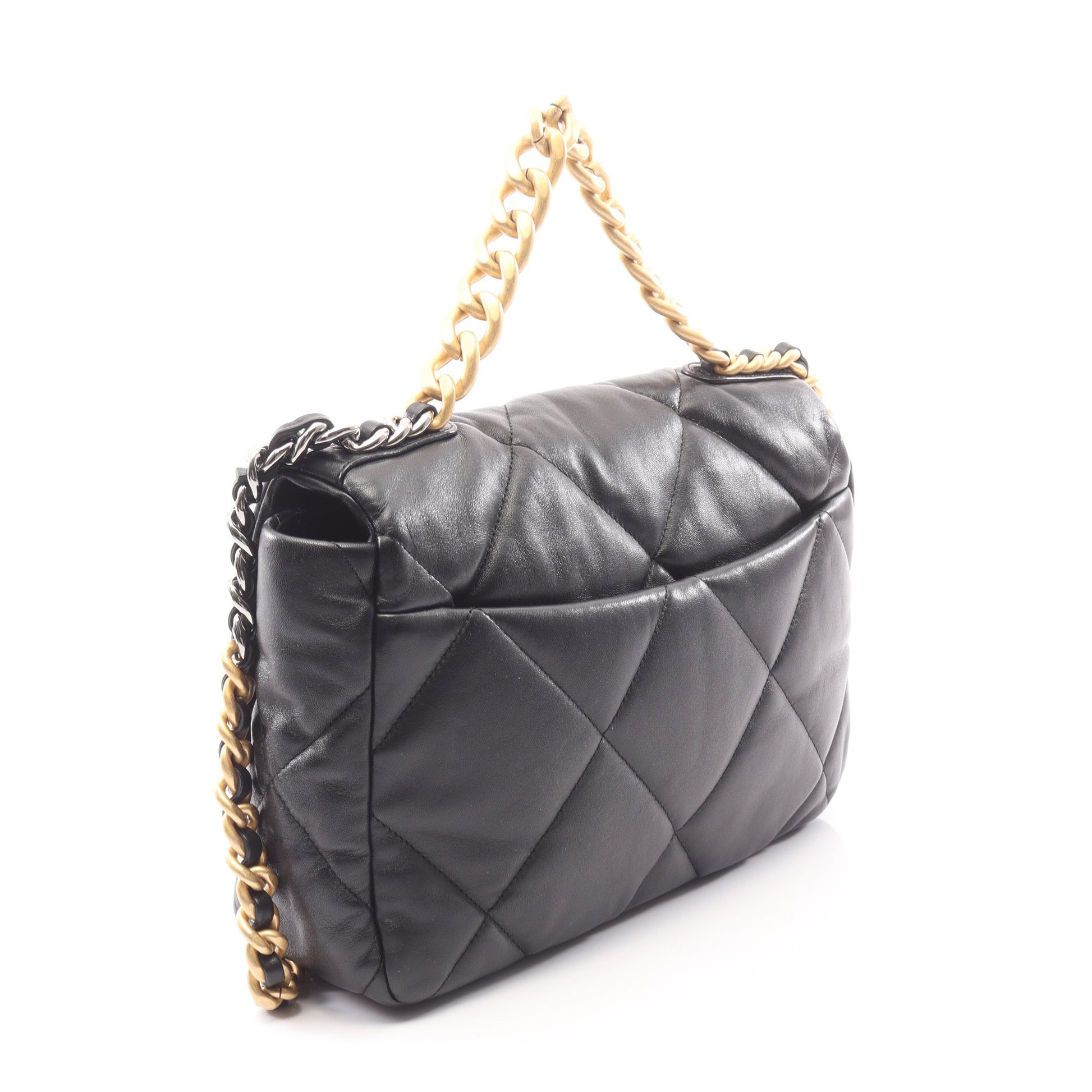 19 ディズヌフ マトラッセ コンビ金具 2WAY チェーンショルダーバッグ ラムスキン ブラック シャネル バッグ CHANEL