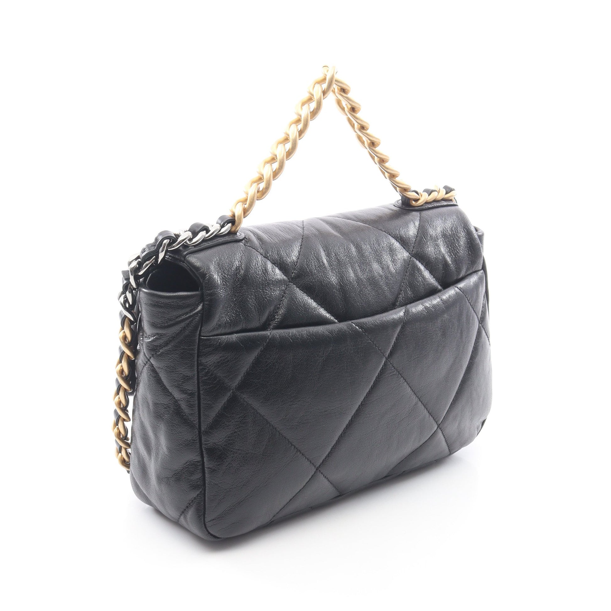 19 ディズヌフ マトラッセ チェーンショルダーバッグ レザー ブラック コンビ金具 シャネル バッグ CHANEL