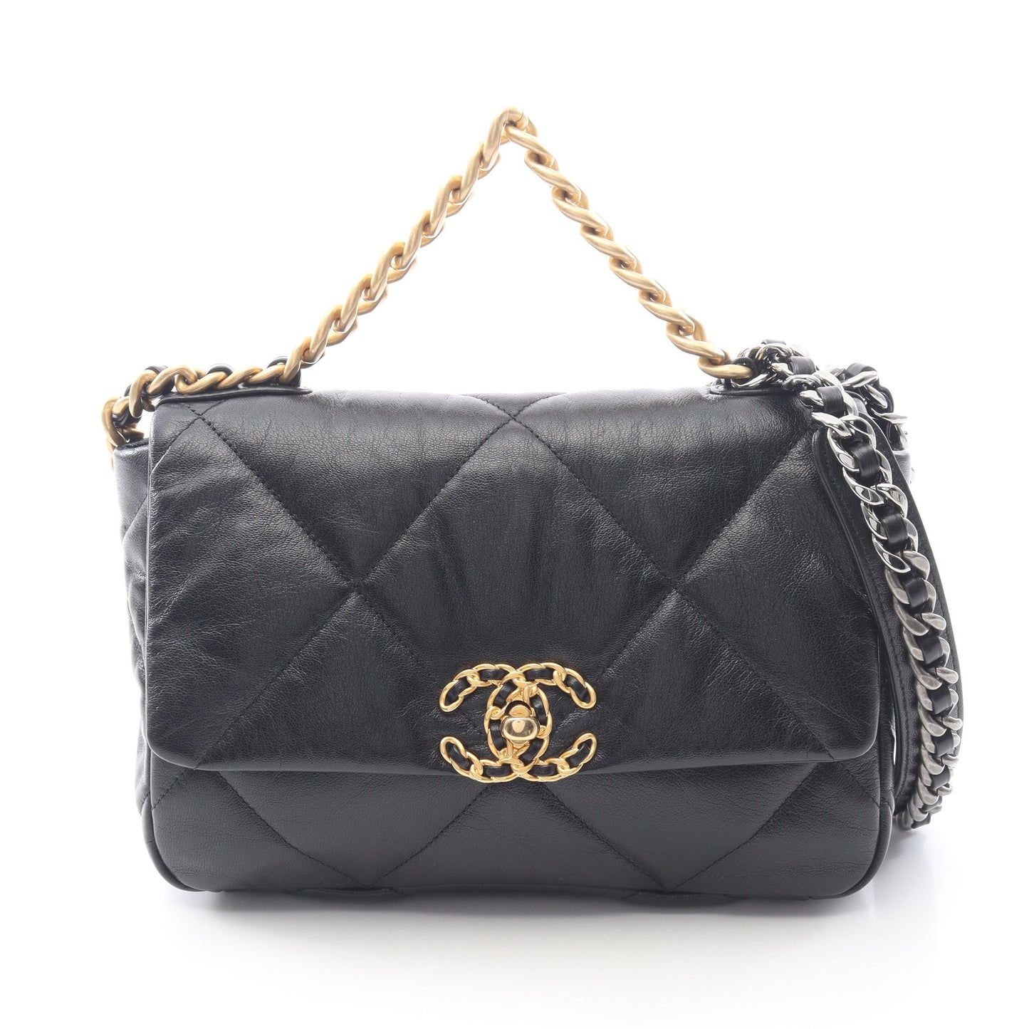 19 ディズヌフ マトラッセ チェーンショルダーバッグ レザー ブラック コンビ金具 シャネル バッグ CHANEL