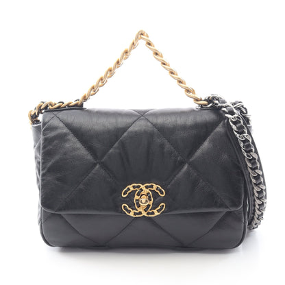 19 ディズヌフ マトラッセ チェーンショルダーバッグ レザー ブラック コンビ金具 シャネル バッグ CHANEL
