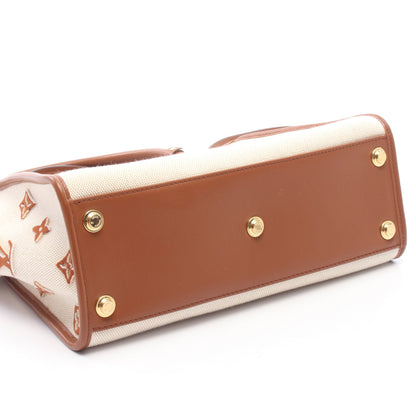 オンマイサイドMM モノグラムタフタージュ ブラン 2WAY ハンドバッグ キャンバス レザー ベージュ ブラウン ルイヴィトン バッグ LOUIS VUITTON