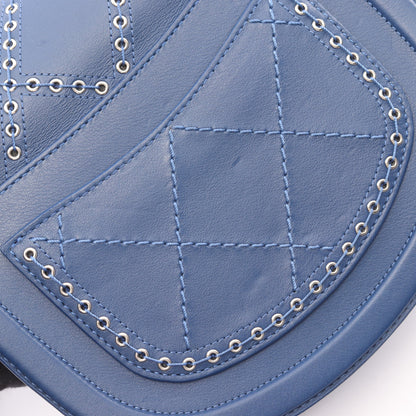 マトラッセ ココアイレット ラウンドミニ チェーンショルダーバッグ レザー ブルー シルバー金具 シャネル バッグ CHANEL