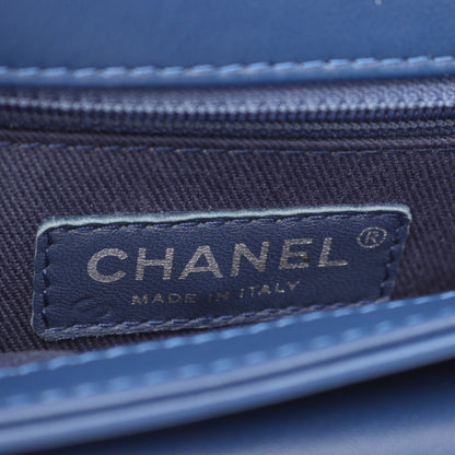 マトラッセ ココアイレット ラウンドミニ チェーンショルダーバッグ レザー ブルー シルバー金具 シャネル バッグ CHANEL