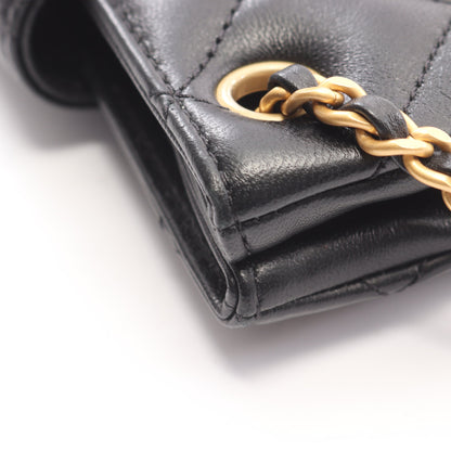 マトラッセ チェーンショルダーバッグ ラムスキン ブラック ゴールド金具 シャネル バッグ CHANEL