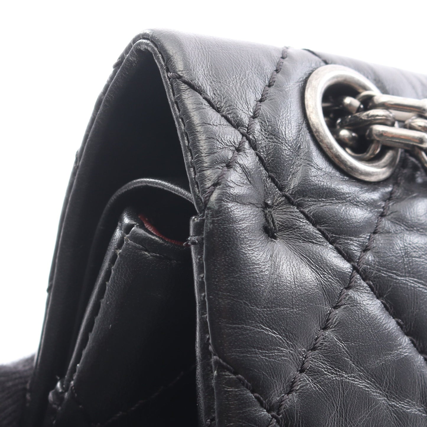 2.55 マトラッセ Wフラップ Wチェーンショルダーバッグ レザー ブラック アンティークシルバー金具 シャネル バッグ CHANEL