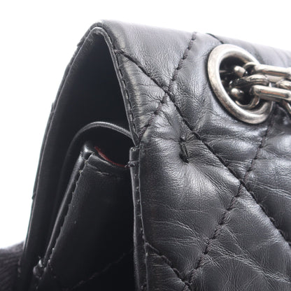 2.55 マトラッセ Wフラップ Wチェーンショルダーバッグ レザー ブラック アンティークシルバー金具 シャネル バッグ CHANEL
