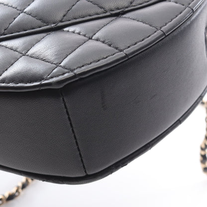 マトラッセ ハート チェーンショルダーバッグ ラムスキン ブラック ゴールド金具 シャネル バッグ CHANEL