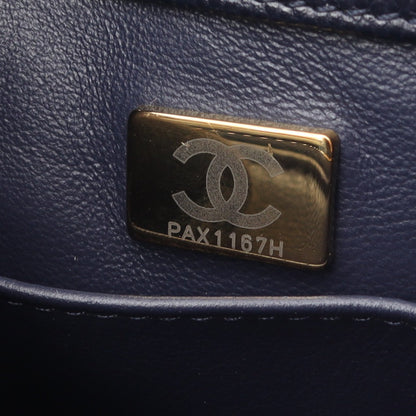 ココハンドル29 トップハンドル フラップ バッグ マトラッセ 2WAY ハンドバッグ キャビアスキン ネイビー ゴールド金具 シャネル バッグ CHANEL