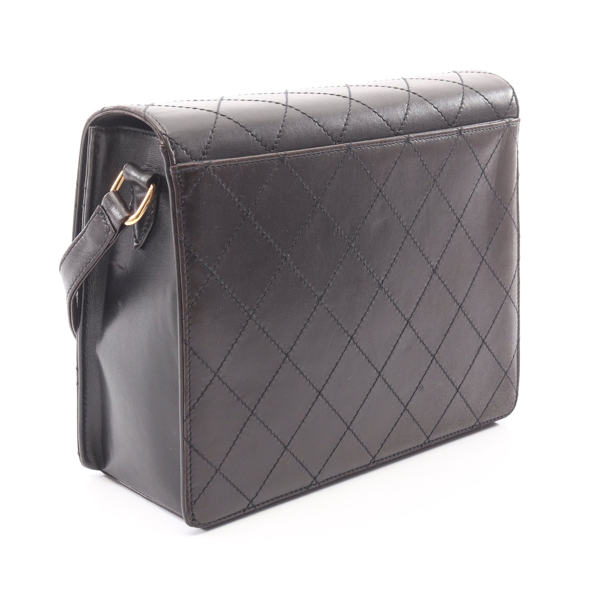 マトラッセ ショルダーバッグ ラムスキン ブラック ゴールド金具 シャネル バッグ CHANEL