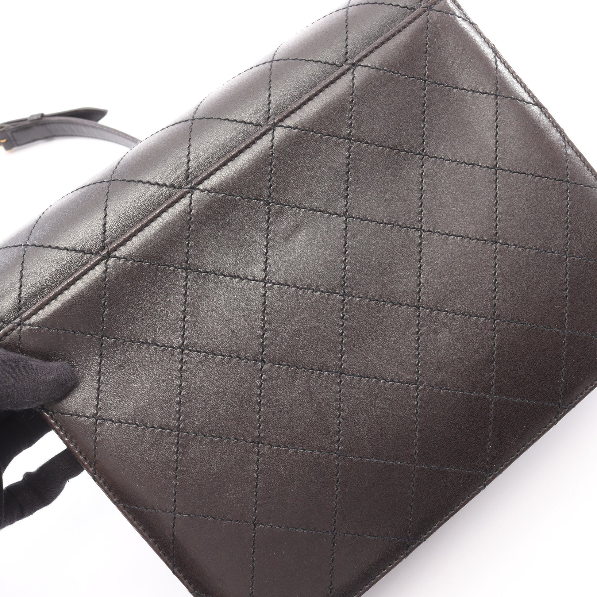マトラッセ ショルダーバッグ ラムスキン ブラック ゴールド金具 シャネル バッグ CHANEL
