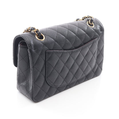 マトラッセ Wフラップ Wチェーンショルダーバッグ キャビアスキン ブラック ゴールド金具 シャネル バッグ CHANEL