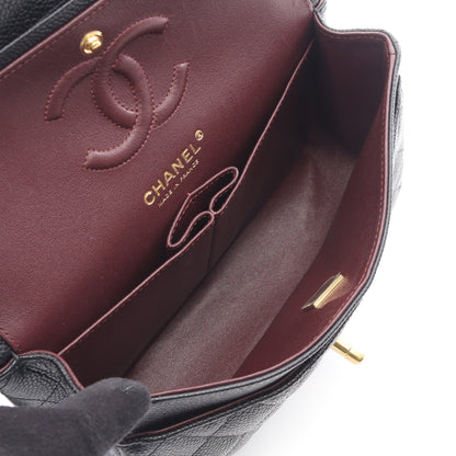 マトラッセ Wフラップ Wチェーンショルダーバッグ キャビアスキン ブラック ゴールド金具 シャネル バッグ CHANEL