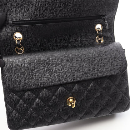 マトラッセ Wフラップ Wチェーンショルダーバッグ キャビアスキン ブラック ゴールド金具 シャネル バッグ CHANEL