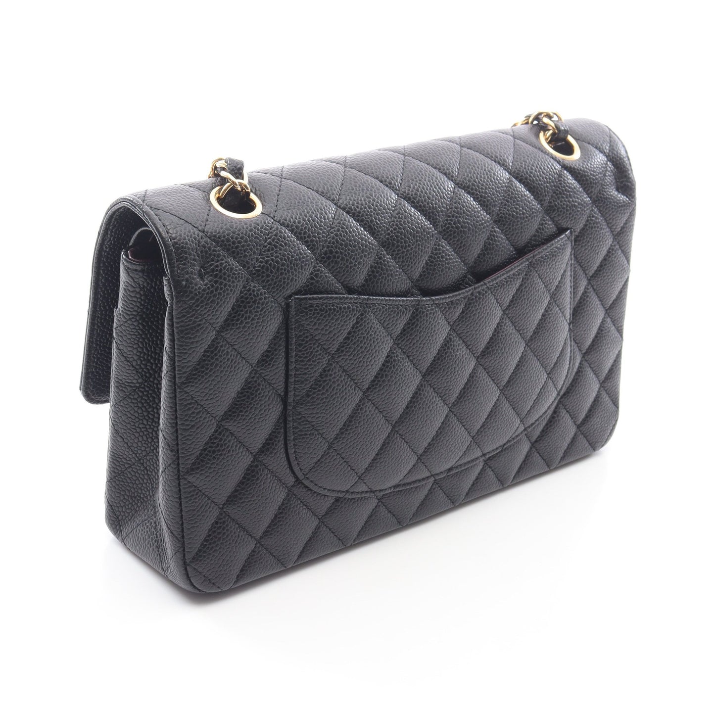 マトラッセ Wフラップ Wチェーンショルダーバッグ キャビアスキン ブラック ゴールド金具 シャネル バッグ CHANEL