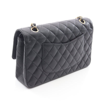 マトラッセ Wフラップ Wチェーンショルダーバッグ キャビアスキン ブラック ゴールド金具 シャネル バッグ CHANEL