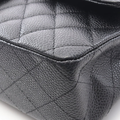マトラッセ Wフラップ Wチェーンショルダーバッグ キャビアスキン ブラック ゴールド金具 シャネル バッグ CHANEL