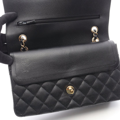 マトラッセ Wフラップ Wチェーンショルダーバッグ キャビアスキン ブラック ゴールド金具 シャネル バッグ CHANEL