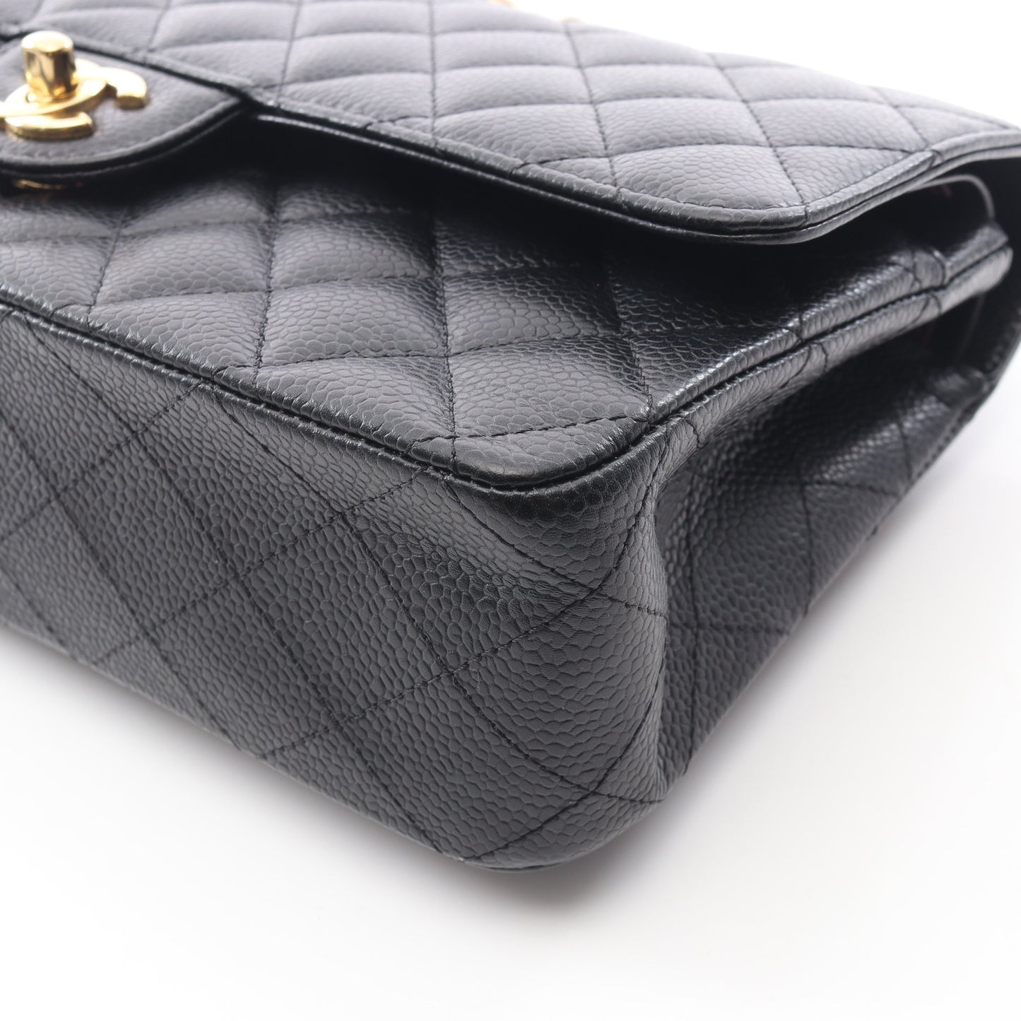 マトラッセ Wフラップ Wチェーンショルダーバッグ キャビアスキン ブラック ゴールド金具 シャネル バッグ CHANEL