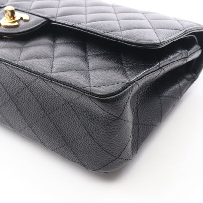 マトラッセ Wフラップ Wチェーンショルダーバッグ キャビアスキン ブラック ゴールド金具 シャネル バッグ CHANEL
