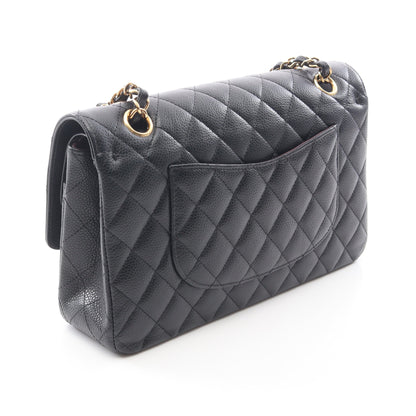 マトラッセ Wフラップ Wチェーンショルダーバッグ キャビアスキン ブラック ゴールド金具 シャネル バッグ CHANEL