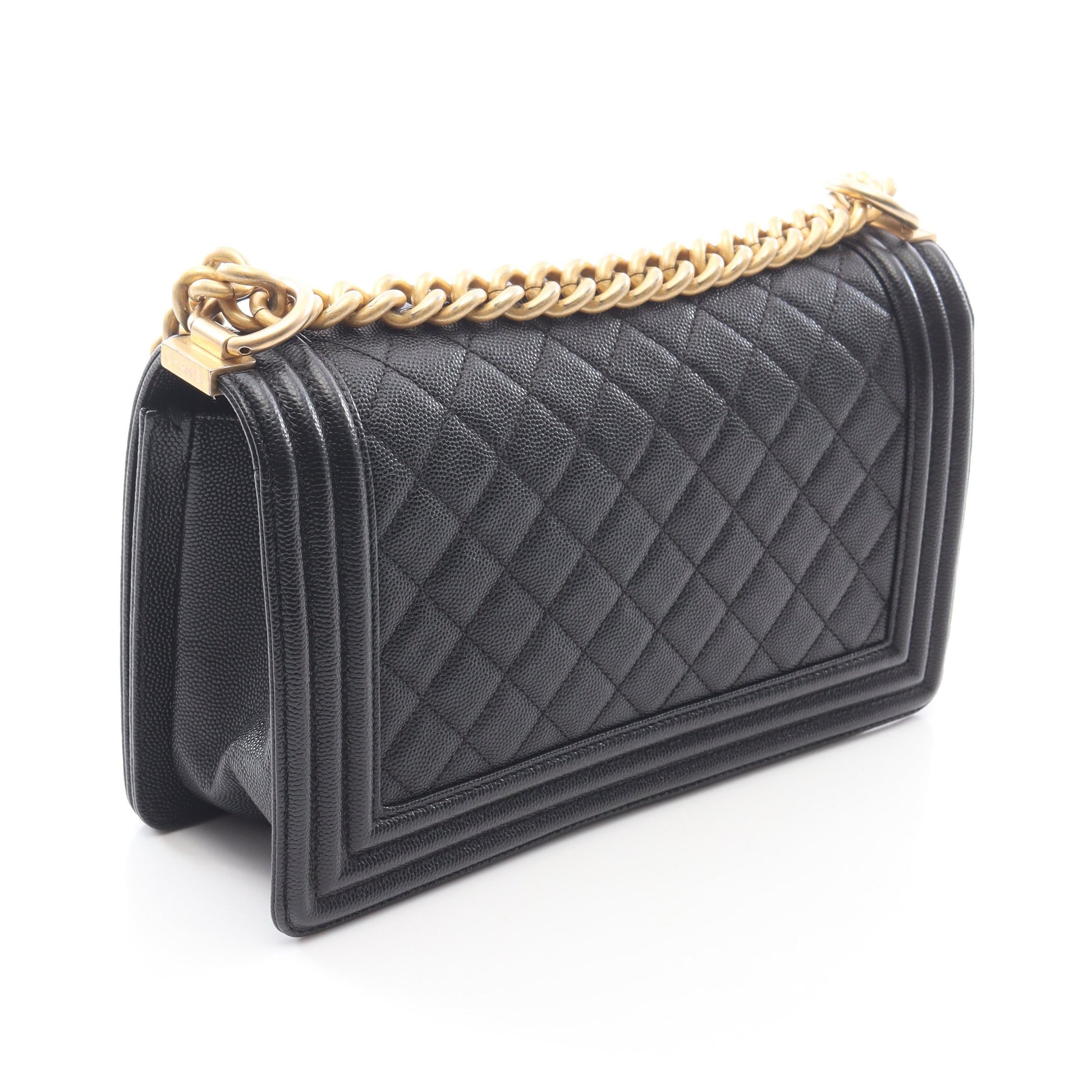 ボーイシャネル チェーンショルダーバッグ キャビアスキン ブラック ゴールド金具 シャネル バッグ CHANEL