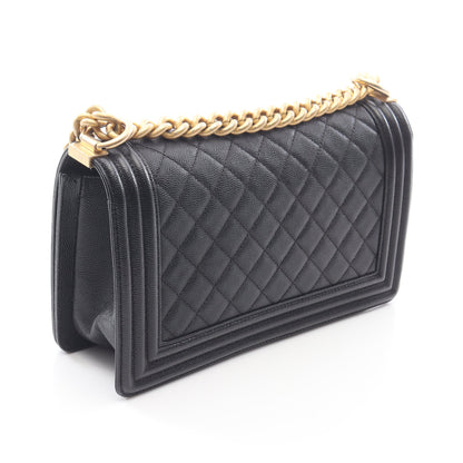 ボーイシャネル チェーンショルダーバッグ キャビアスキン ブラック ゴールド金具 シャネル バッグ CHANEL