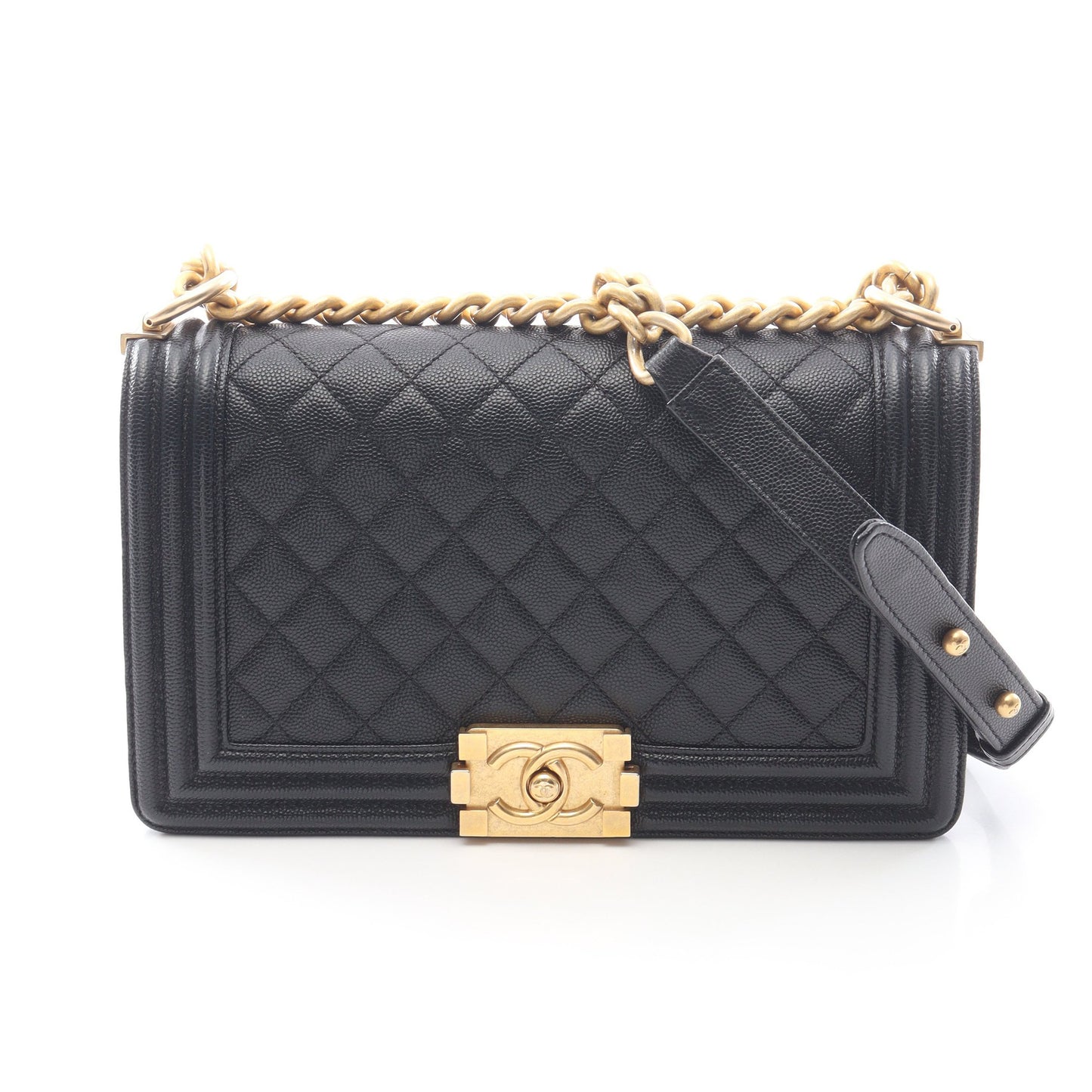 ボーイシャネル チェーンショルダーバッグ キャビアスキン ブラック ゴールド金具 シャネル バッグ CHANEL