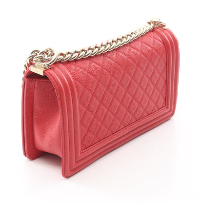 ボーイシャネル チェーンショルダーバッグ キャビアスキン レッド ゴールド金具 シャネル バッグ CHANEL