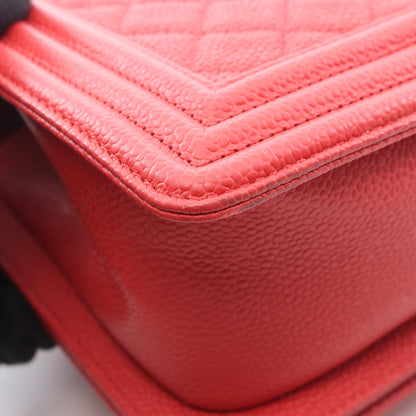 ボーイシャネル チェーンショルダーバッグ キャビアスキン レッド ゴールド金具 シャネル バッグ CHANEL