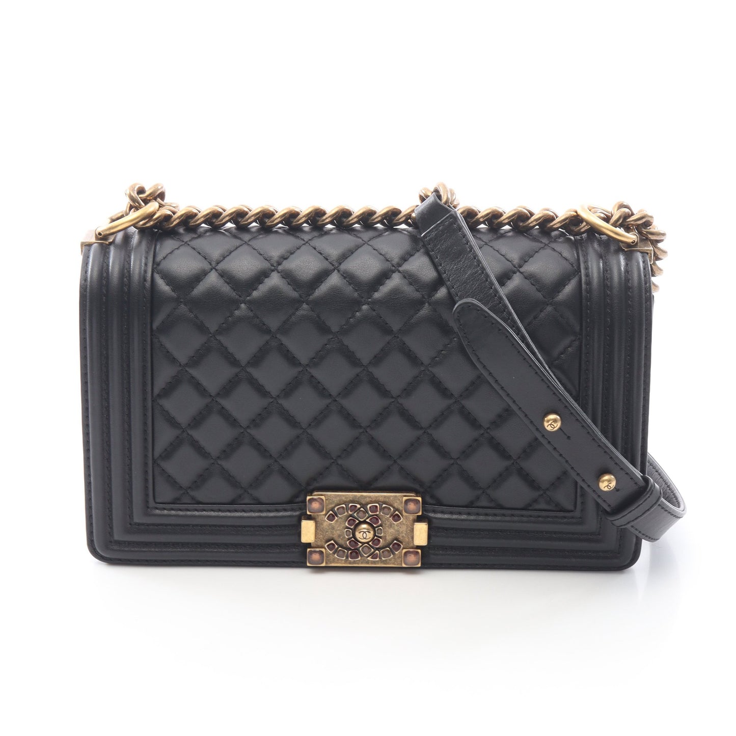 ボーイシャネル チェーンショルダーバッグ ラムスキン ブラック ゴールド金具 シャネル バッグ CHANEL