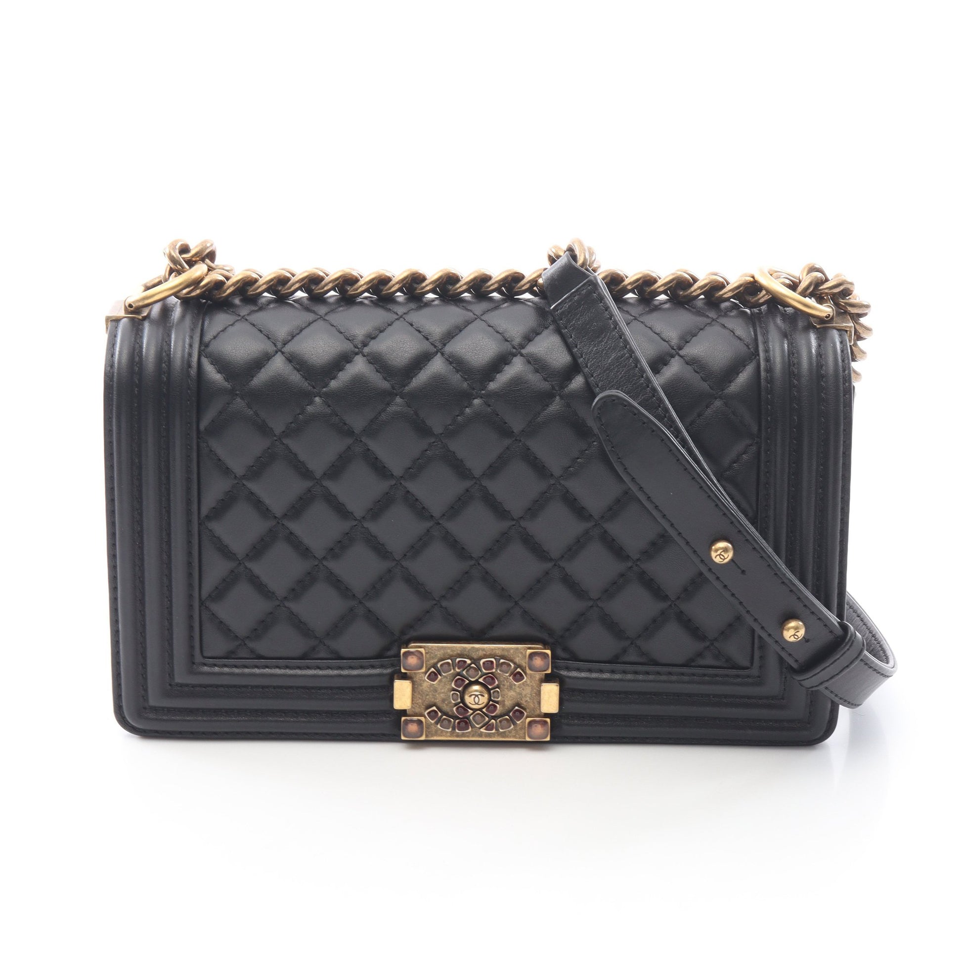 ボーイシャネル チェーンショルダーバッグ ラムスキン ブラック ゴールド金具 シャネル バッグ CHANEL
