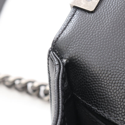 ボーイシャネル チェーンショルダーバッグ キャビアスキン ブラック アンティークシルバー金具 シャネル バッグ CHANEL