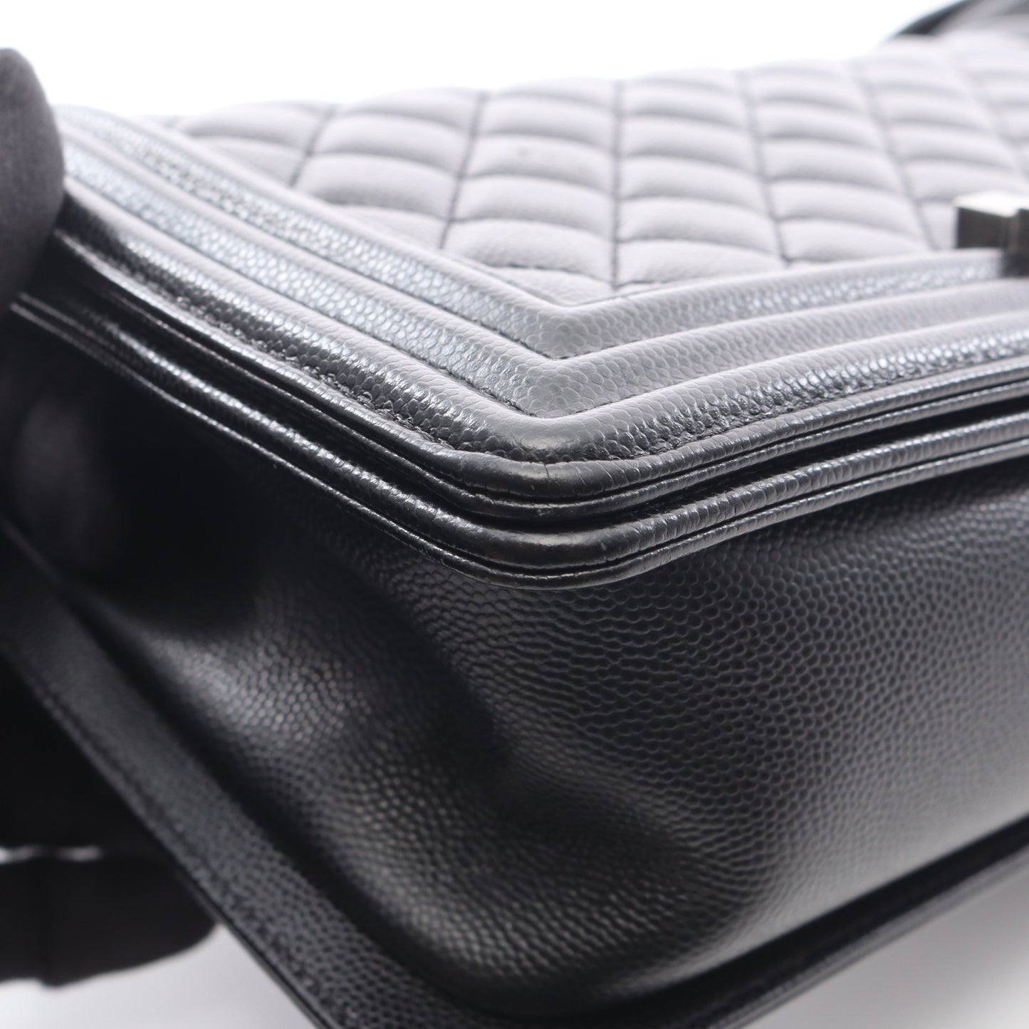 ボーイシャネル チェーンショルダーバッグ キャビアスキン ブラック アンティークシルバー金具 シャネル バッグ CHANEL
