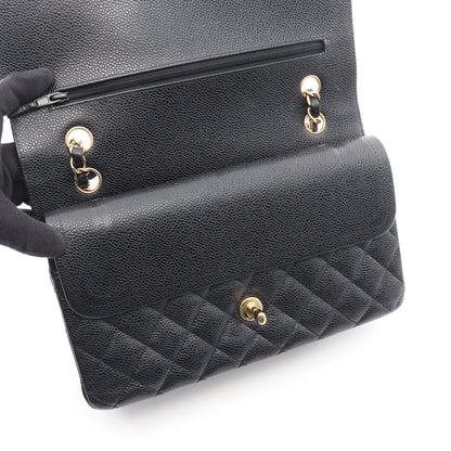 マトラッセ Wフラップ Wチェーンショルダーバッグ キャビアスキン ブラック ゴールド金具 シャネル バッグ CHANEL