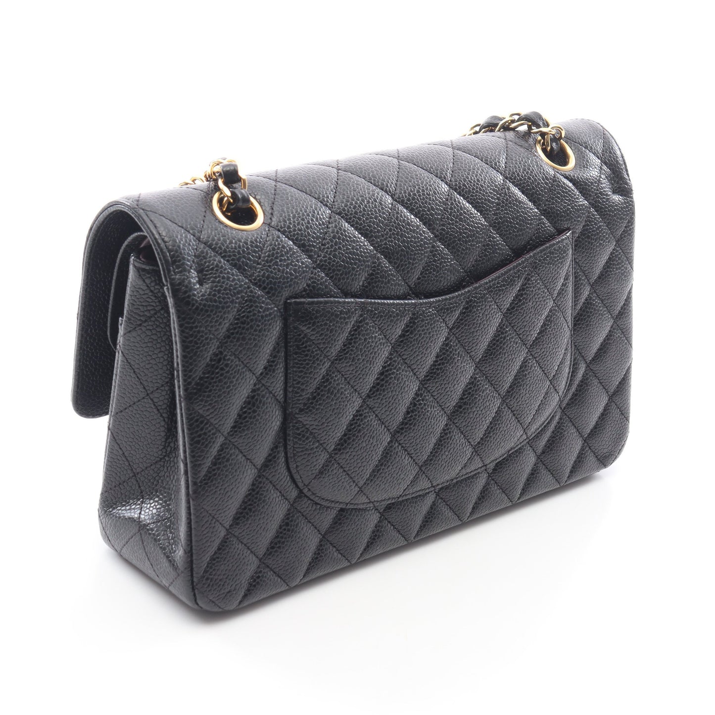 マトラッセ Wフラップ Wチェーンショルダーバッグ キャビアスキン ブラック ゴールド金具 シャネル バッグ CHANEL
