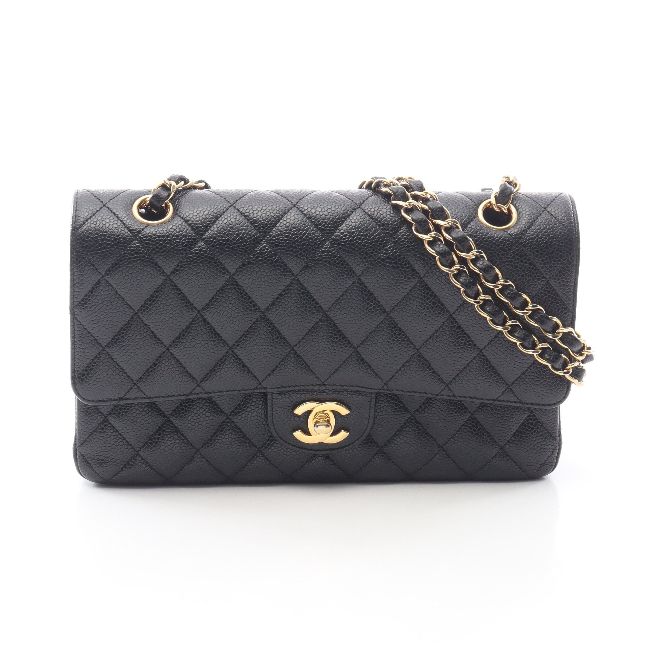 CHANEL シャネル マトラッセ 25 チェーンショルダーバッグ Wフラップ キャビアスキン ブラック シルバー金具 12番代 美品 CHANEL マトラッセ 25 ダブルフラップダブルチェーン 2010年頃