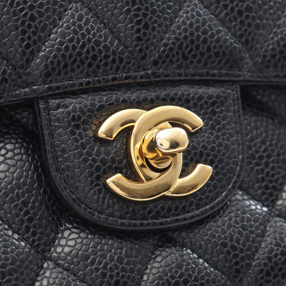 マトラッセ Wフラップ Wチェーンショルダーバッグ キャビアスキン ブラック ゴールド金具 シャネル バッグ CHANEL