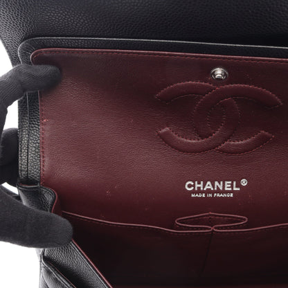 マトラッセ Wフラップ Wチェーンショルダーバッグ キャビアスキン ブラック シルバー金具 シャネル バッグ CHANEL