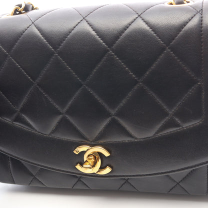 マトラッセ ダイアナフラップ チェーンショルダーバッグ ラムスキン ブラック ゴールド金具 シャネル バッグ CHANEL