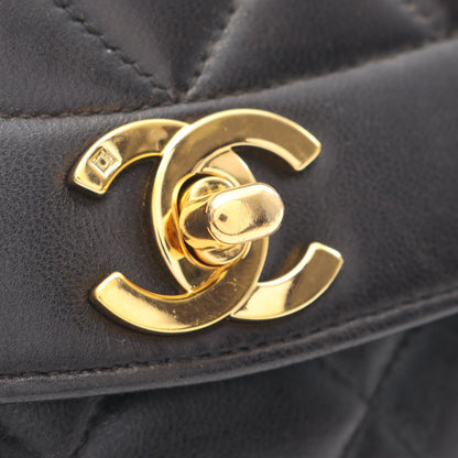 マトラッセ ダイアナフラップ チェーンショルダーバッグ ラムスキン ブラック ゴールド金具 シャネル バッグ CHANEL