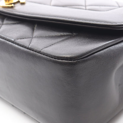 マトラッセ ダイアナフラップ チェーンショルダーバッグ ラムスキン ブラック ゴールド金具 シャネル バッグ CHANEL