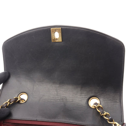 マトラッセ ダイアナフラップ チェーンショルダーバッグ ラムスキン ブラック ゴールド金具 シャネル バッグ CHANEL