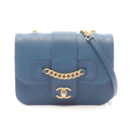 マトラッセ チェーンショルダーバッグ キャビアスキン ブルー ゴールド金具 シャネル バッグ CHANEL