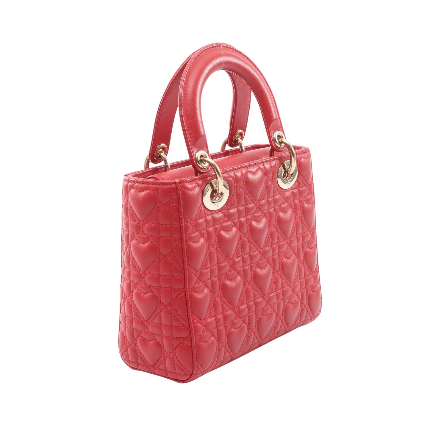LADY DIOR MY ABCDIOR レディディオール スモール ハートカナージュ 2WAY ハンドバッグ レザー レッド クリスチャンディオール バッグ Christian Dior