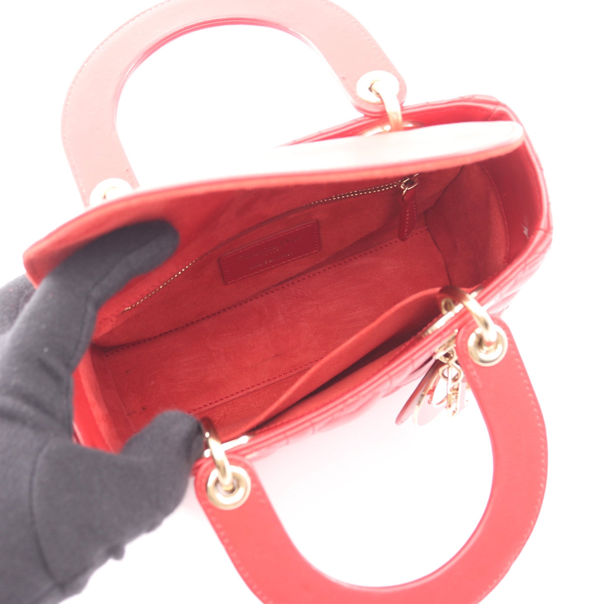 LADY DIOR MY ABCDIOR レディディオール スモール ハートカナージュ 2WAY ハンドバッグ レザー レッド クリスチャンディオール バッグ Christian Dior