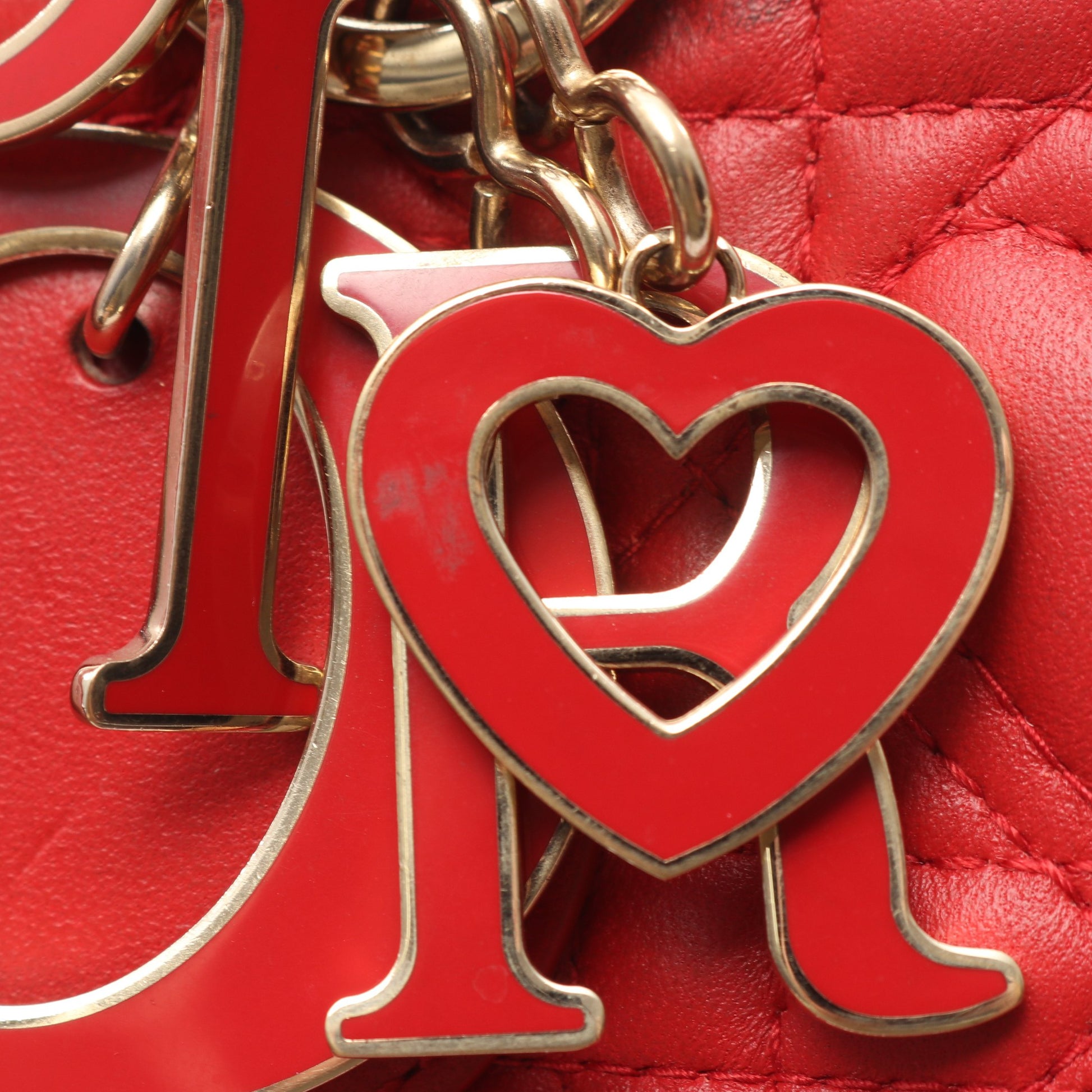 LADY DIOR MY ABCDIOR レディディオール スモール ハートカナージュ 2WAY ハンドバッグ レザー レッド クリスチャンディオール バッグ Christian Dior